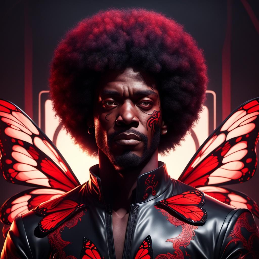 Demonic Man in Butterfly Suit: Hyperdetailed Portrait