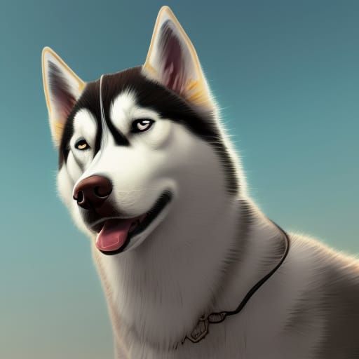 Siberian Husky in Simpsons Style