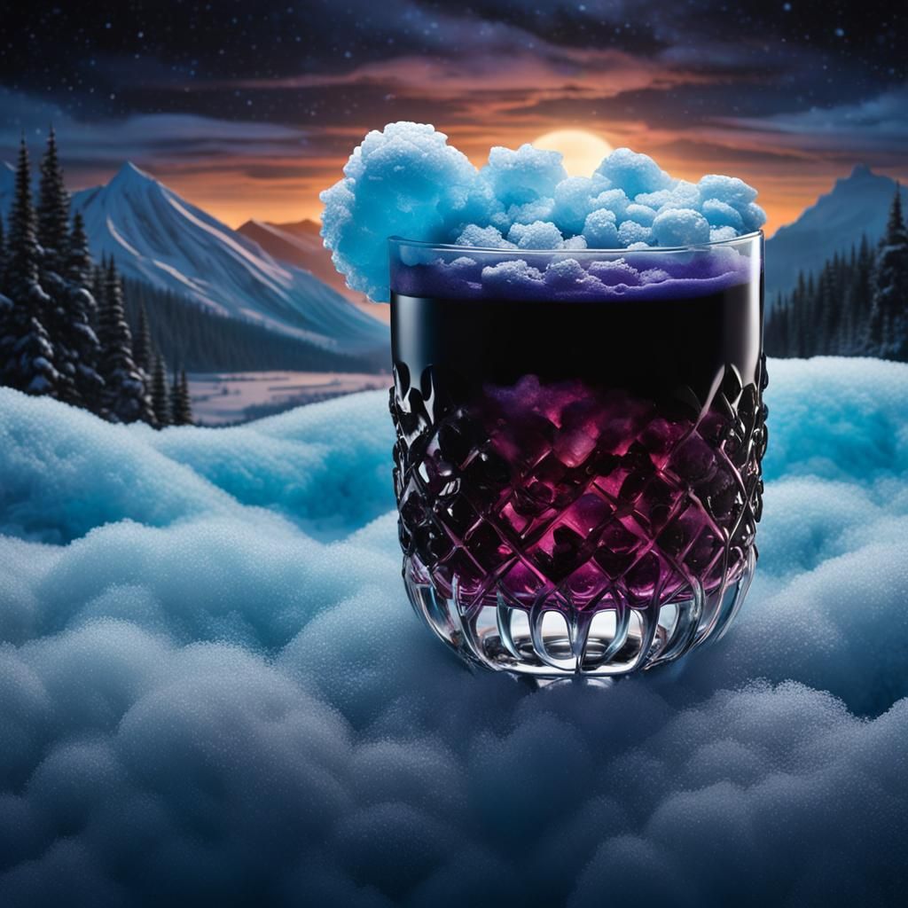 Black Yukon Sucker Punch Cocktail with Celestial Foam