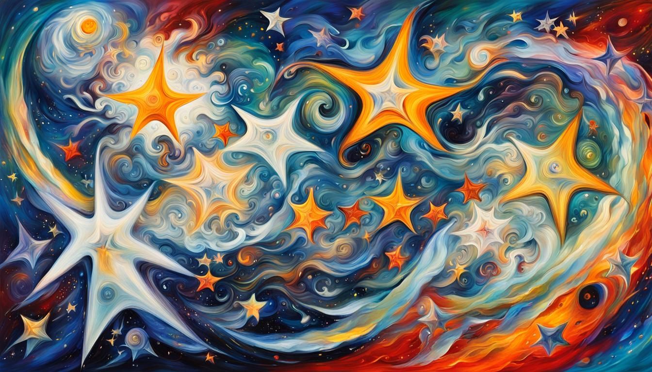 Cosmic Star Family in Abstract Expressionist Style