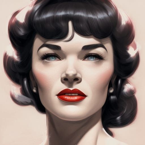 Bettie Page Portrait in Artgerm Style