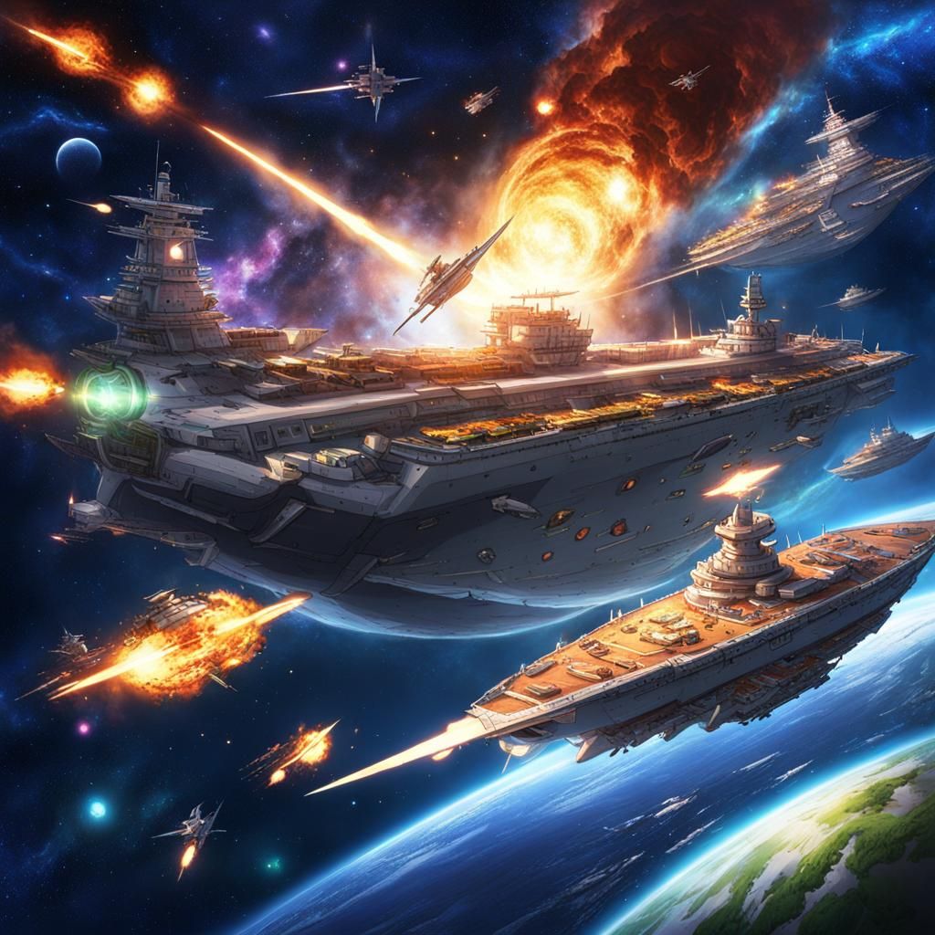 Sandwich Warships Clash in Anime Galaxy Battle