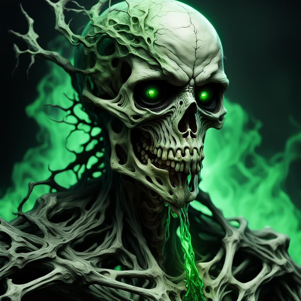 Dark Fantasy Skeletal Figure in Anime-Inspired 3D Art