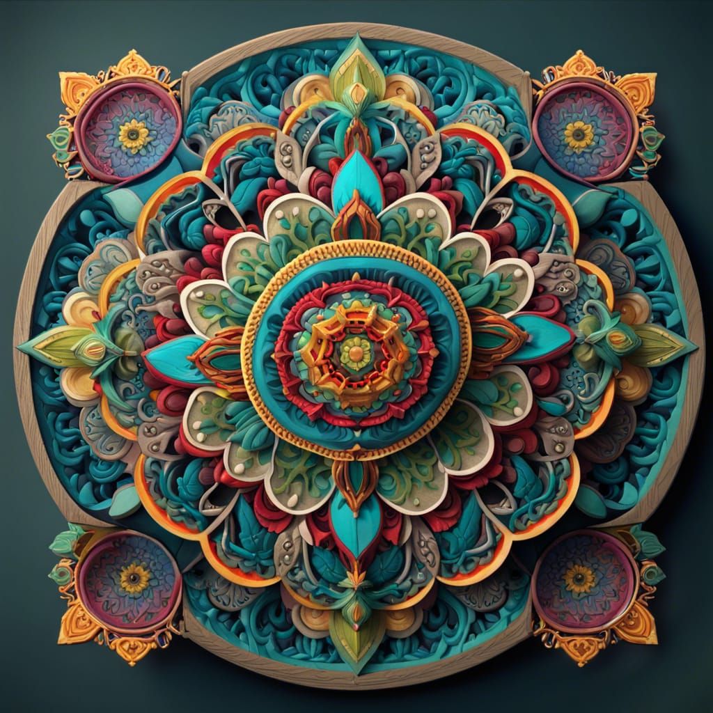 Ornate Mandala in 3D Style: Visual Meditation
