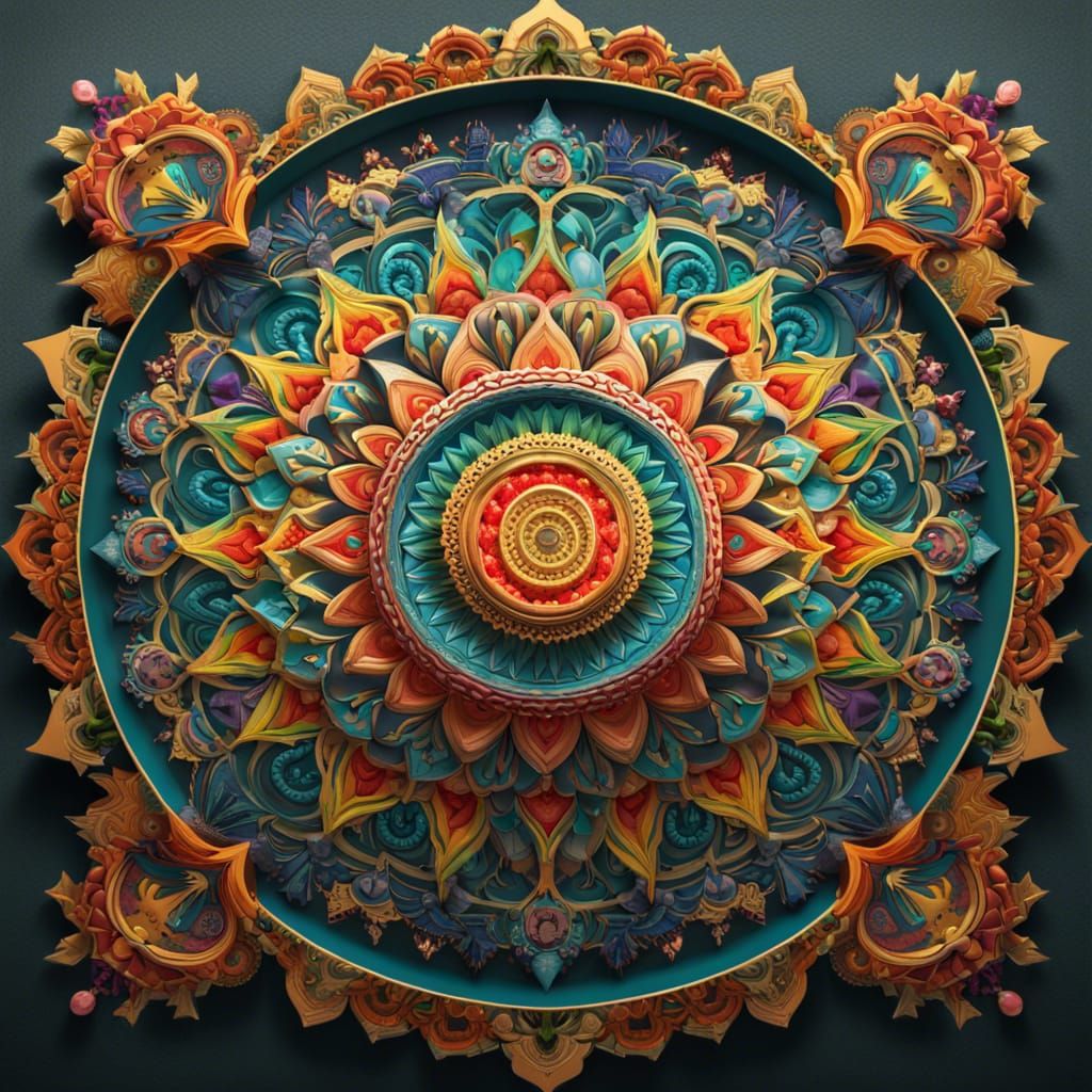 Ornate Mandala in 3D Style: Visual Masterpiece