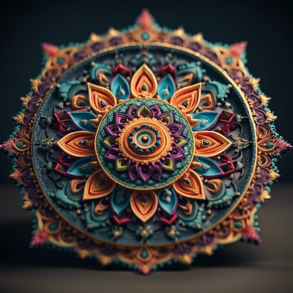 Ornate Mandala in 3D Style for Meditation