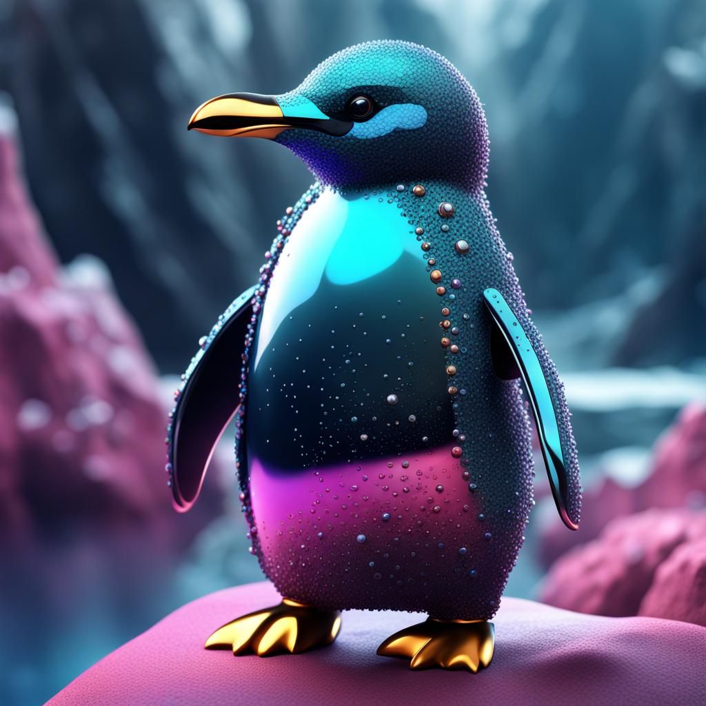 Swarovski Crystal Penguin: Detailed Matte Painting