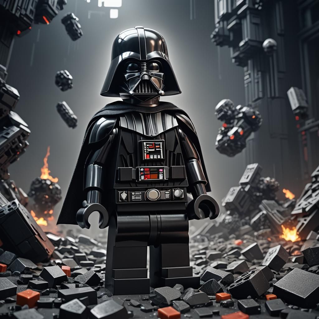 Darth Vader as Lego Character in Detailed Matte Painting