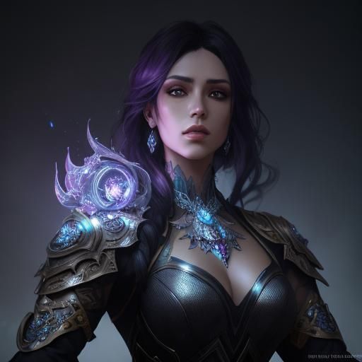 Cordelia the Purple Aural Witch with a holographic 4D Diamon...