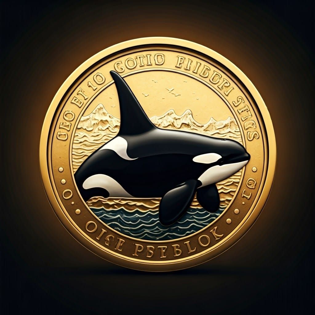 Onyx and Gold Killer Whale Coin