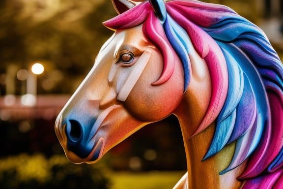 Intricately Carved Carousel Horse in Baroque Style