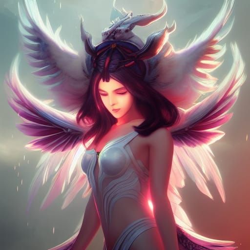 Angewomon Portrait in Magic World, Detailed Digital Art