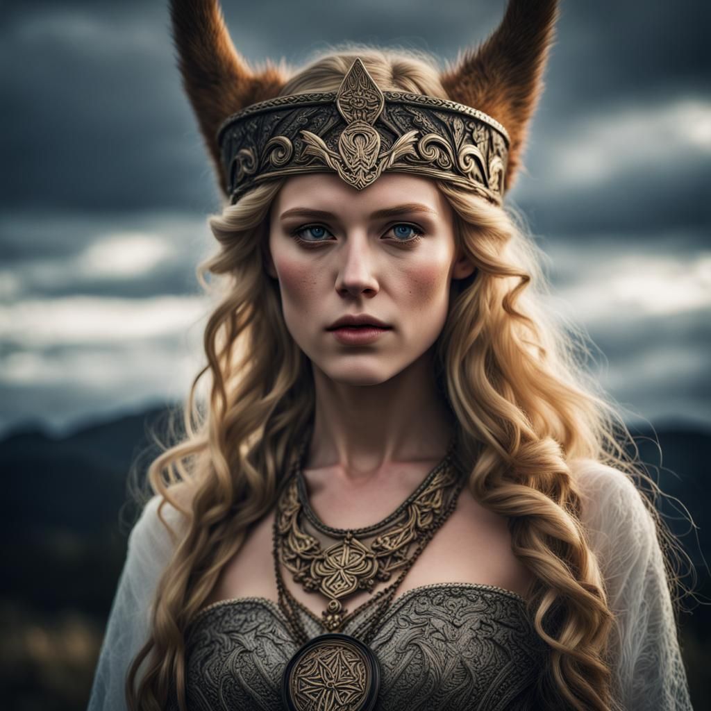 Freyja, Norse Goddess of Love: Hyperrealistic Portrait
