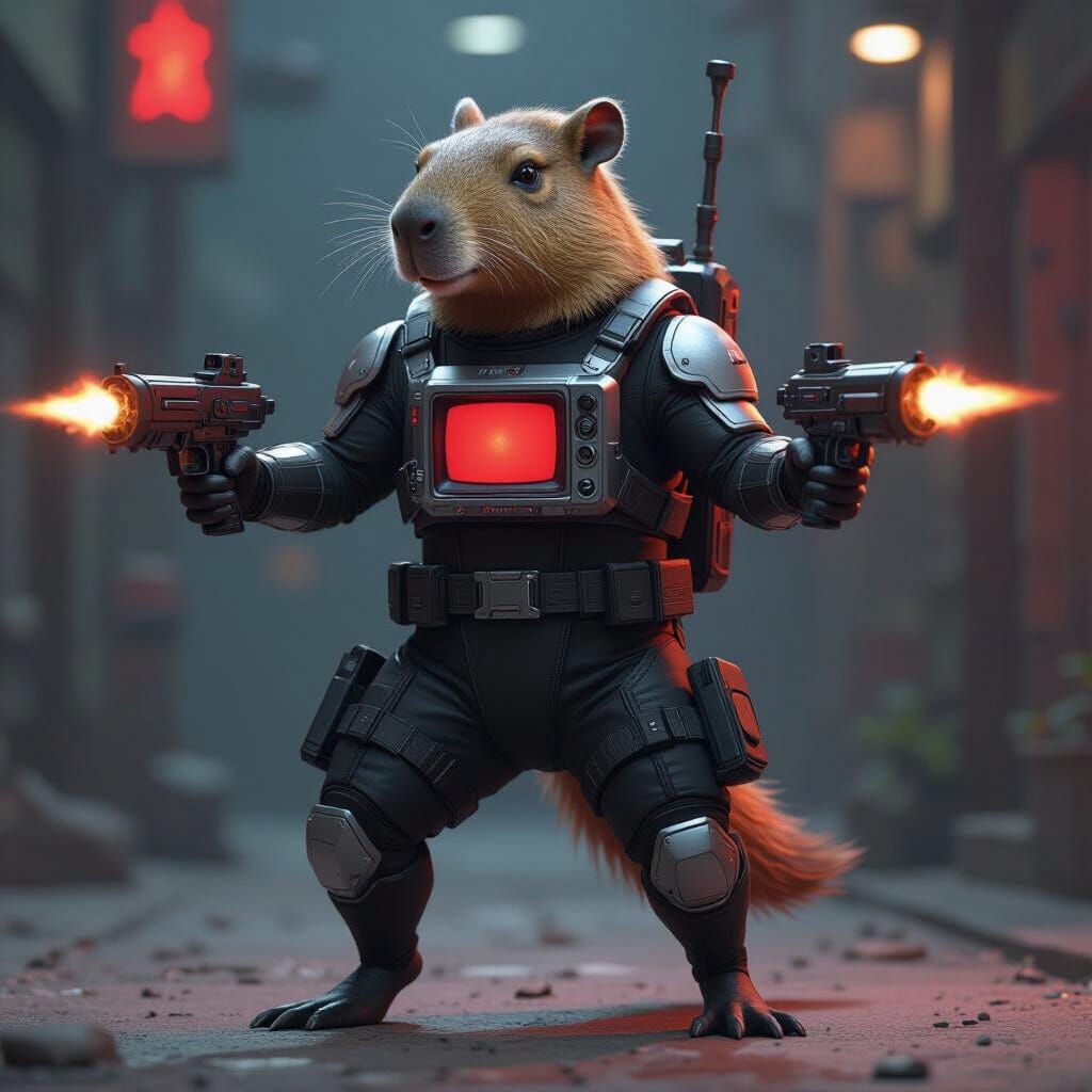 Capybara Super Soldier Battles Evil Doppelganger