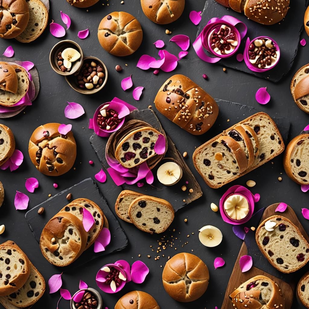 Gourmet Macadamia Nut Bread and Buns Still Life