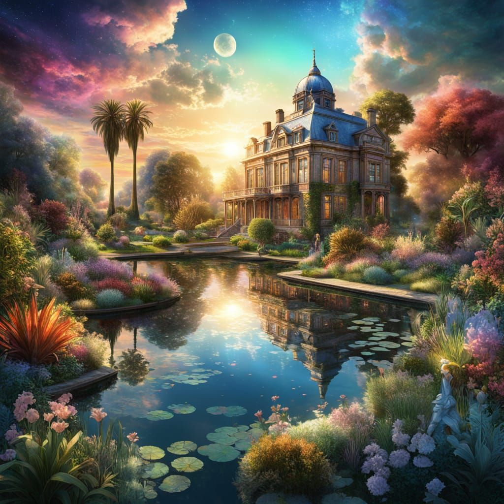 Botanical Garden: Astral Cosmic Illustration