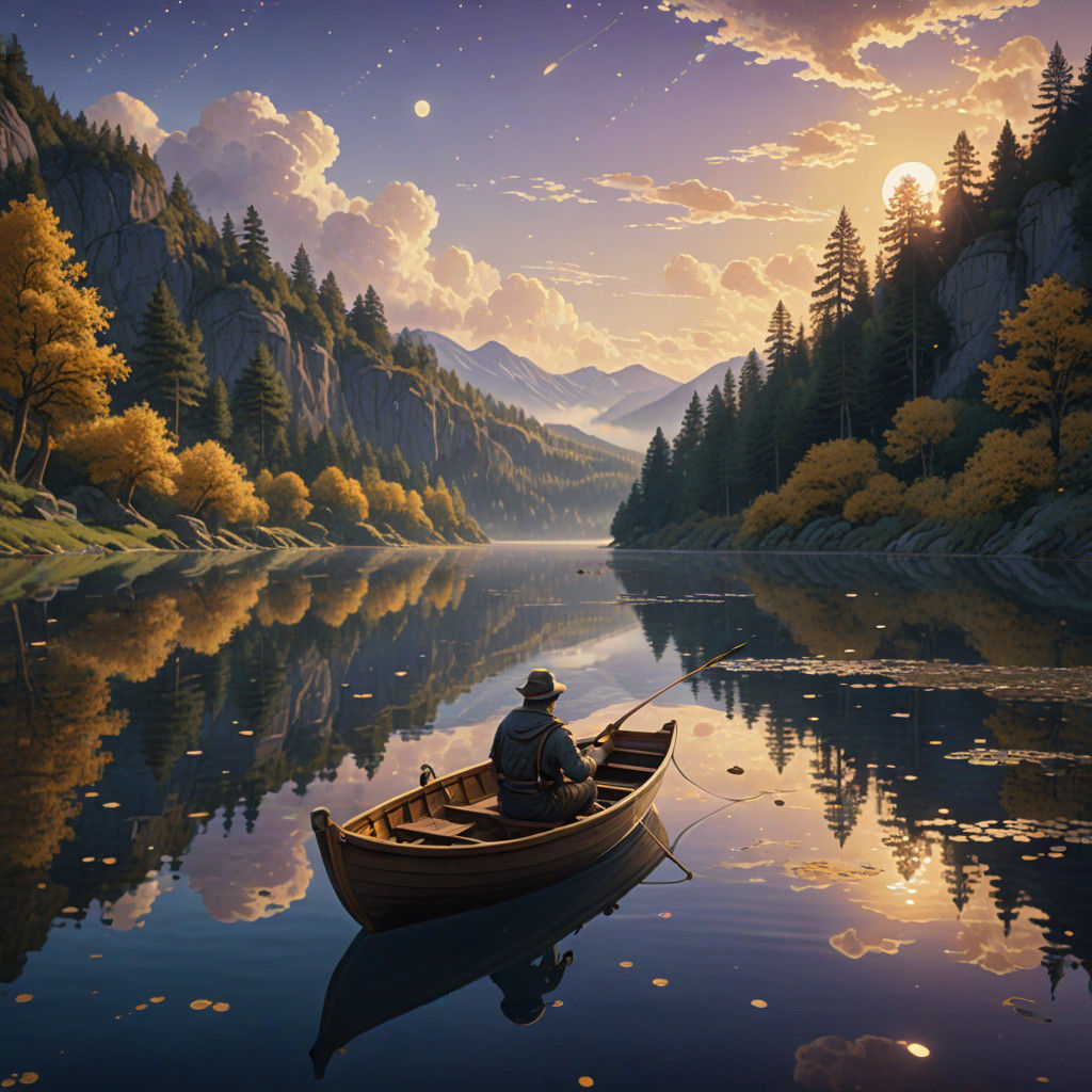 Whimsical Lake Scene in Cinematic Colors