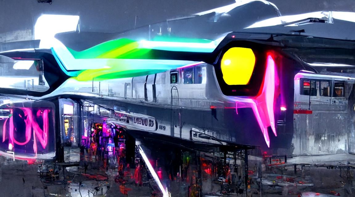 Cyberpunk Neon: Supersonic Train of the Future