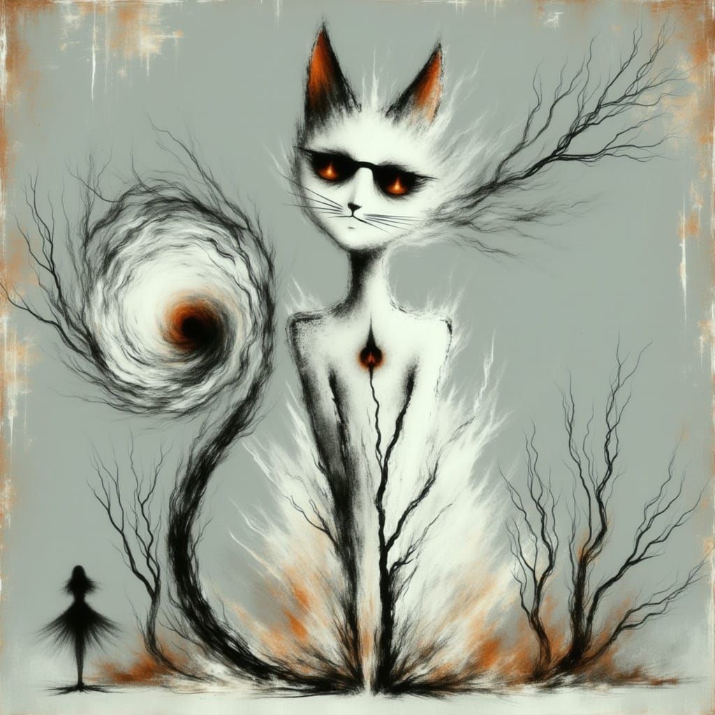 Luxurious Feline Portrait in a Vibrant Art Nouveau Style