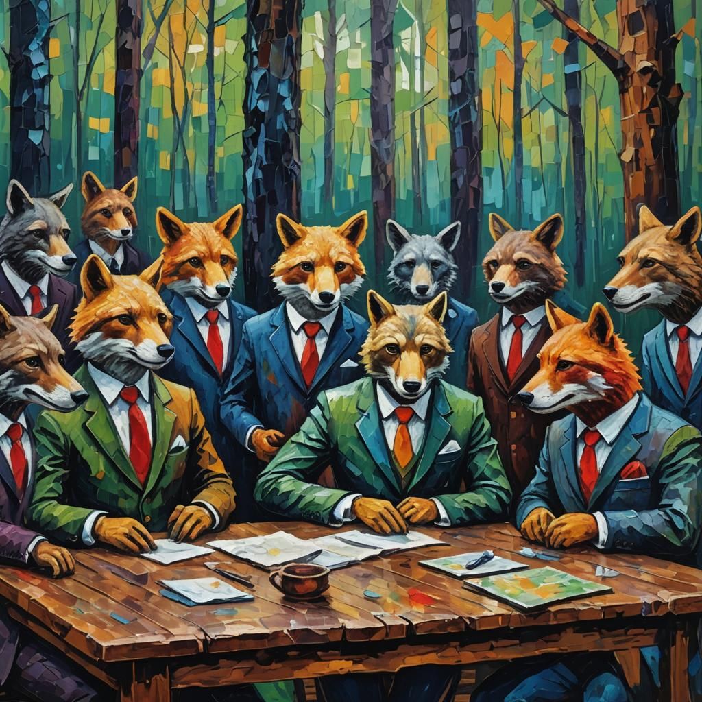 Animals in Suits: Neo-Expressionist Forest Meeting