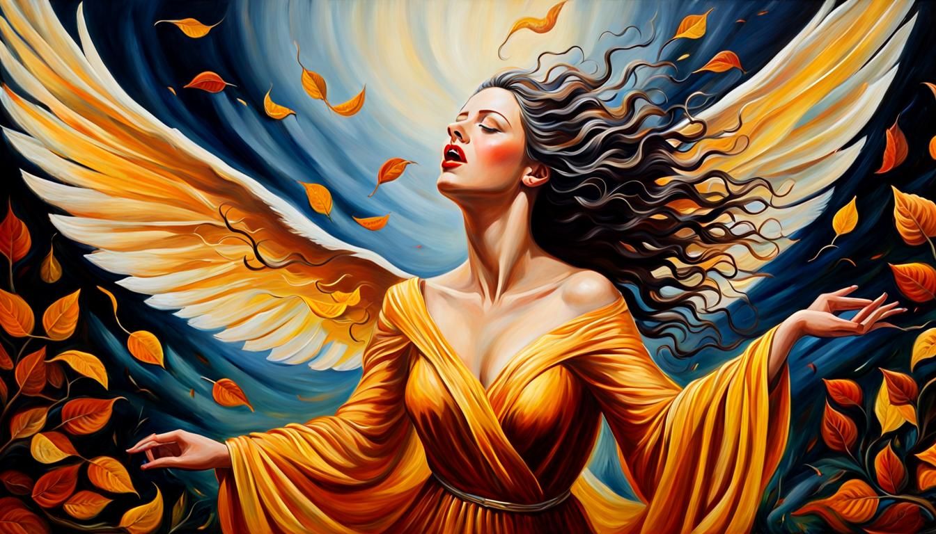 Symbolic Oil Painting of a Crying Woman