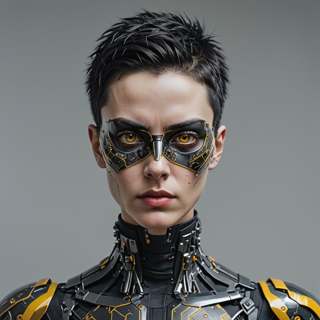 Lithuanian Cyborg Assassin: Hyperrealistic Digital Portrait