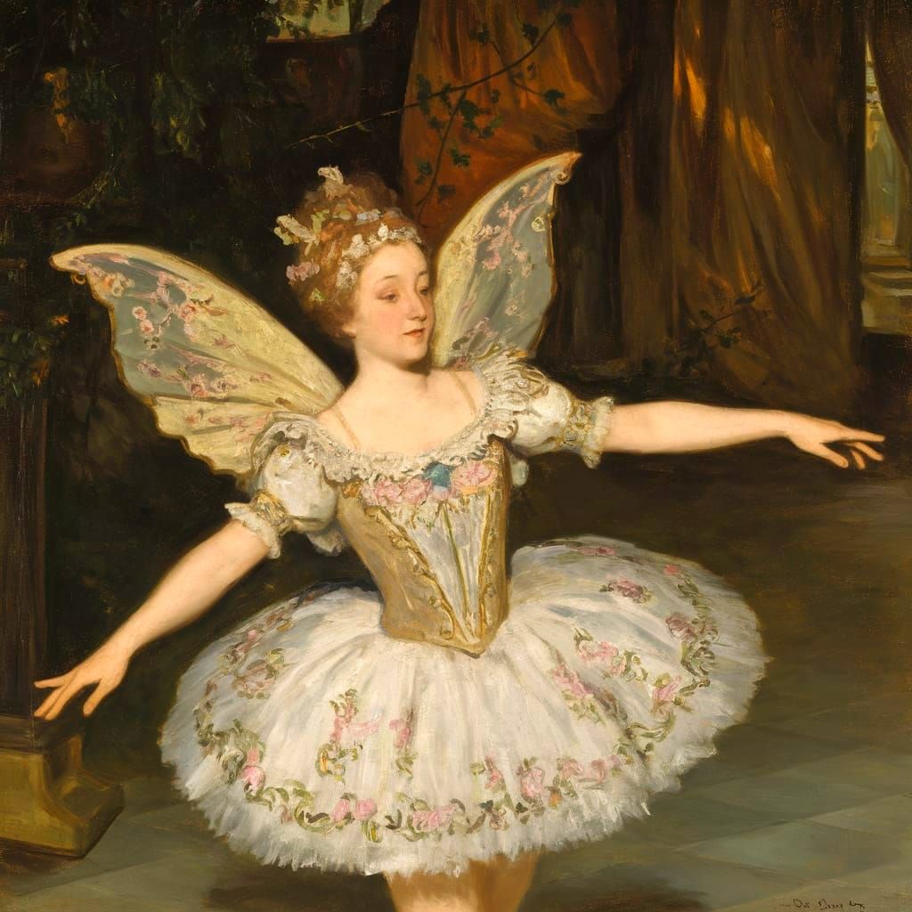 Degas-Inspired Fairy Ballet in Impressionist Style