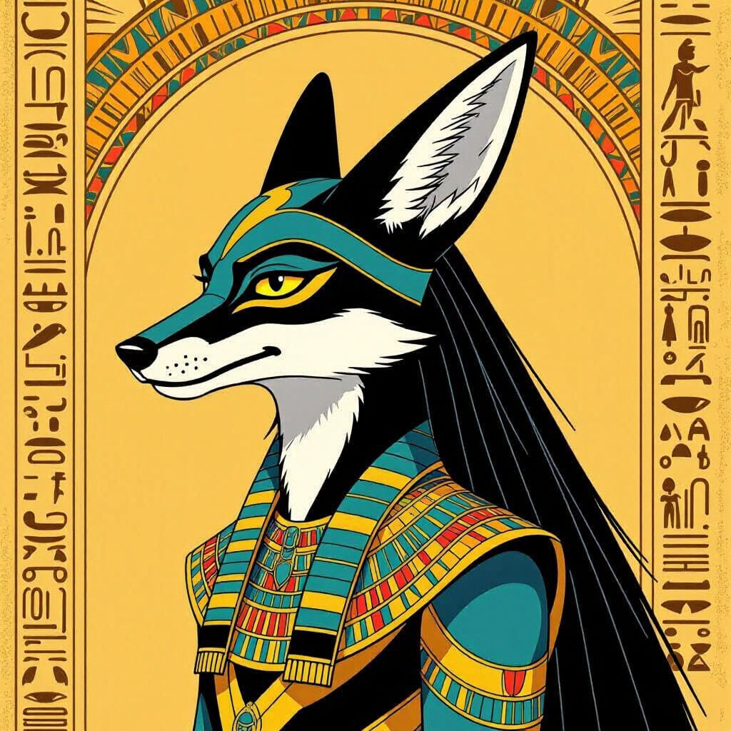 Loki Coyote in Egyptian Hieroglyphic Style