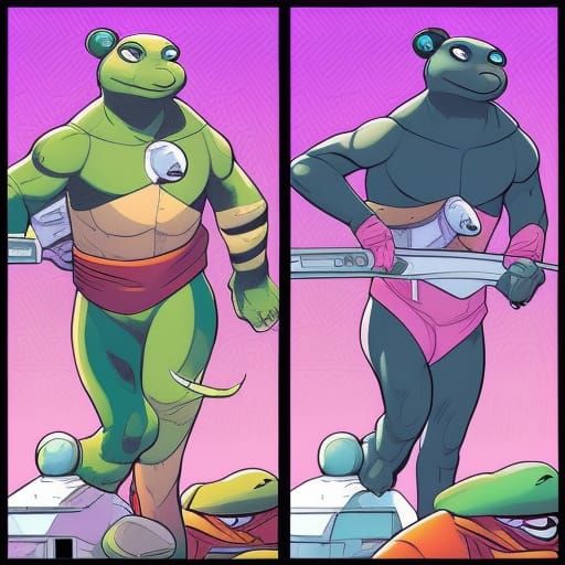 Meerkat Ninja Turtles in Comic Book Art