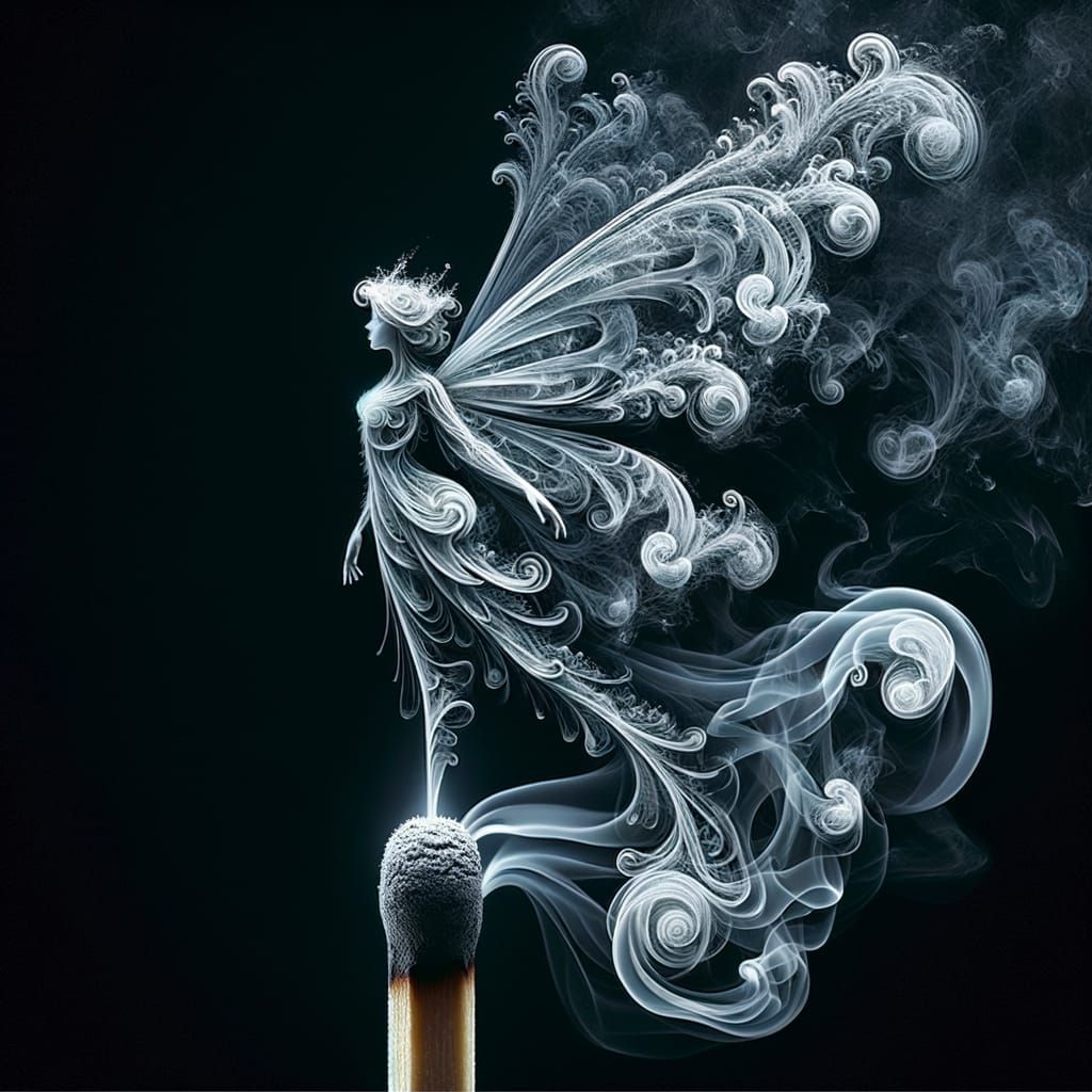 Ethereal Smoke Fairy in Dramatic Digital Matte Painting