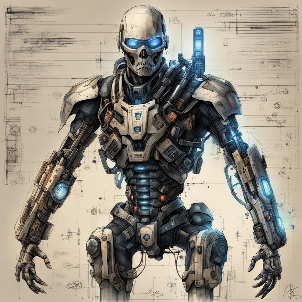 Biotech Exoskeleton Blueprint: Digital Technical Sketch