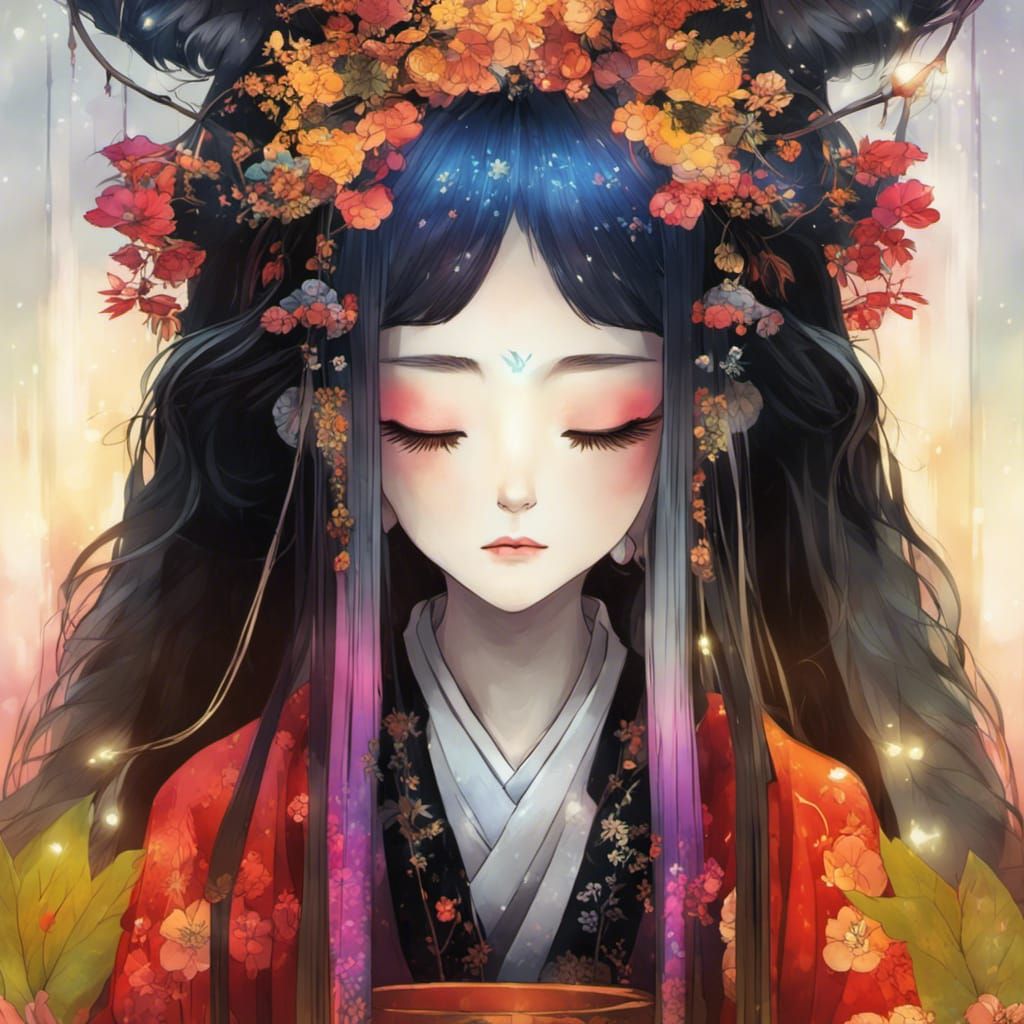 Lovers Embrace in Kyoto: Dreamy Anime Illustration