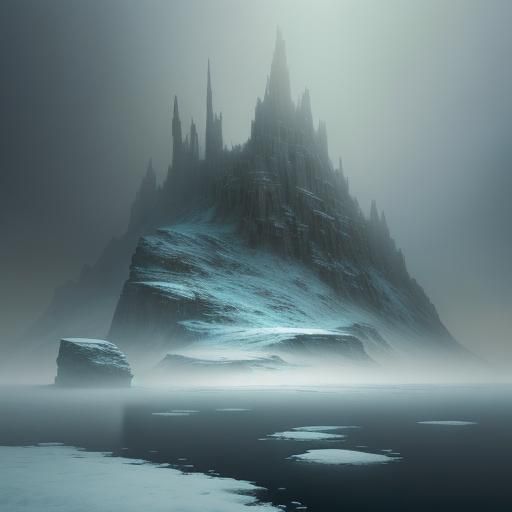 Ice Age Nomad in Snowy Wilderness: Digital Art