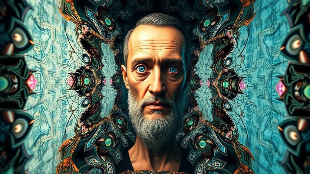 Surreal Fantasy Scene with Mirror and Bright Light