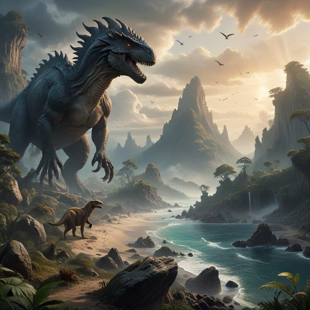 Lost World Primordial Beasts and Dinosaurs Roam Free