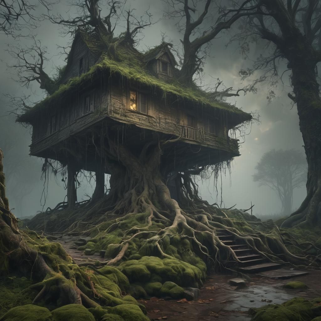 Abandoned House in Dark Fantasy Style