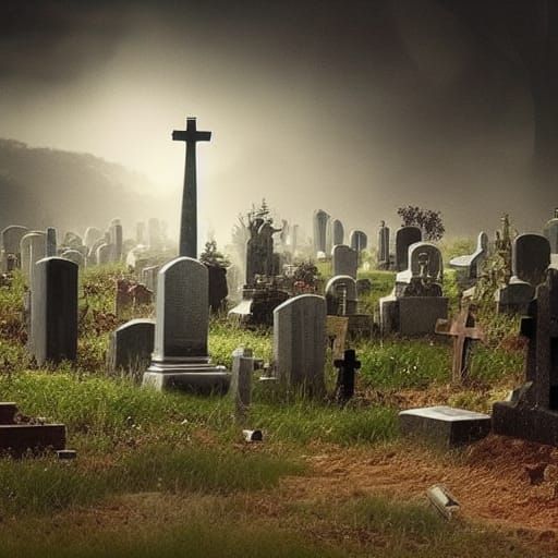 Humorous Cemetery Plot Advertisement: Digital Matte Painting