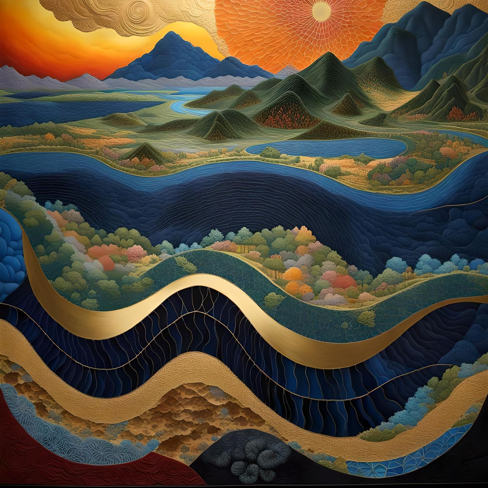 Terraformed Landmark: Spirograph Road in Detailed Patchwork