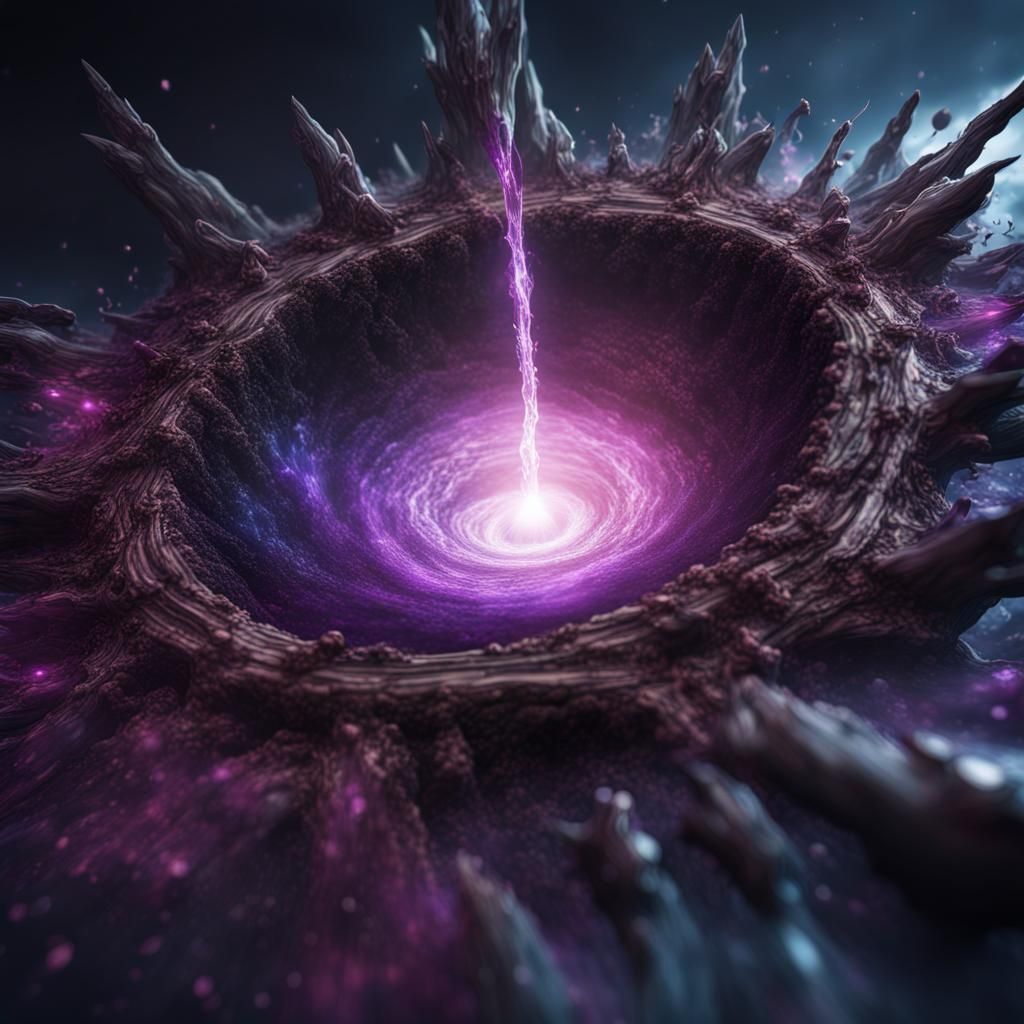 Vibrant Black Hole with Crystal Stars: Fantasy Concept Art