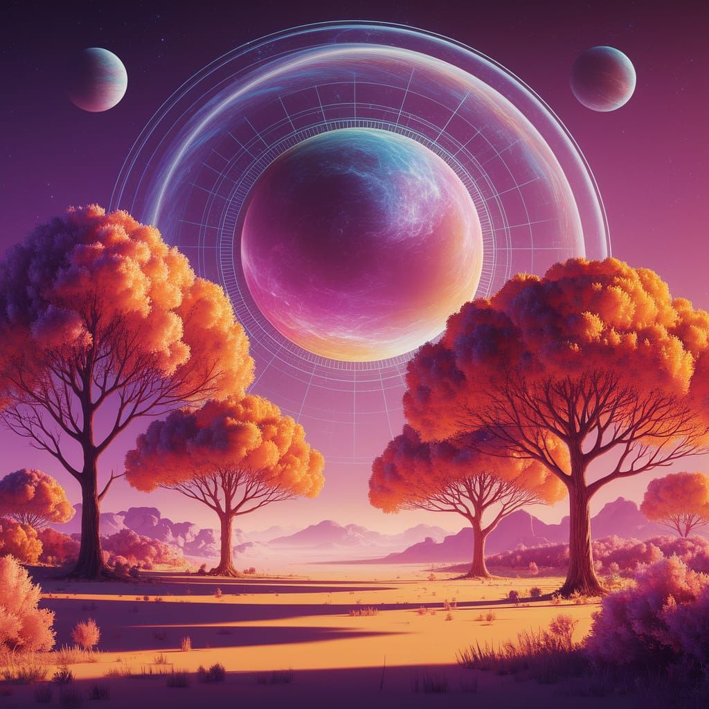 Cosmic Landscape Glows with Vibrant Purple Skies and Orange ...