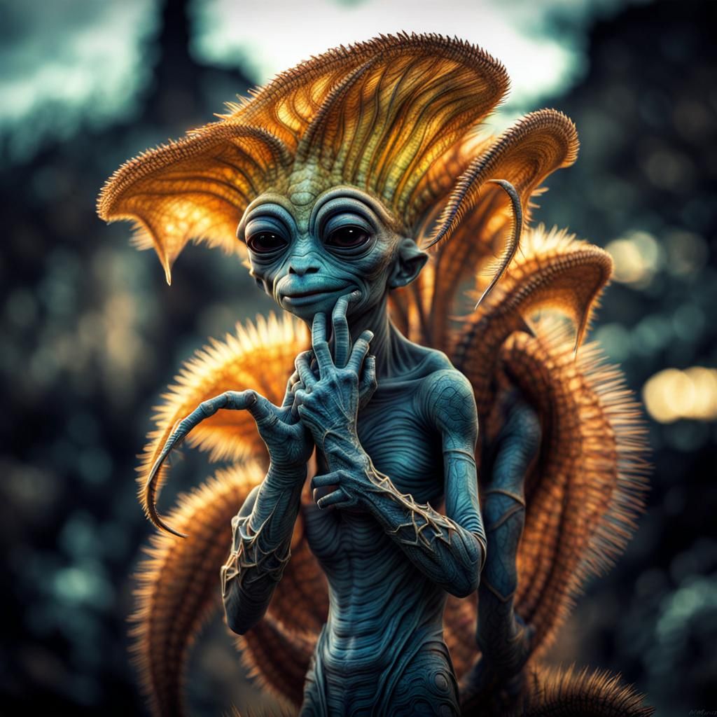 Photorealistic Aliens in Subdued Lighting: Hyperreal Photogr...
