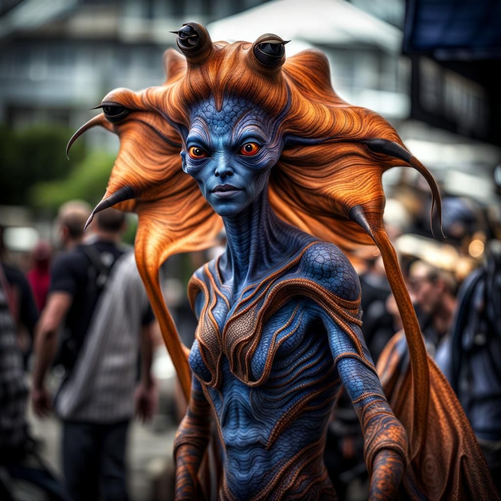 Photorealistic Aliens with Exotic Clothing and Complex Skin