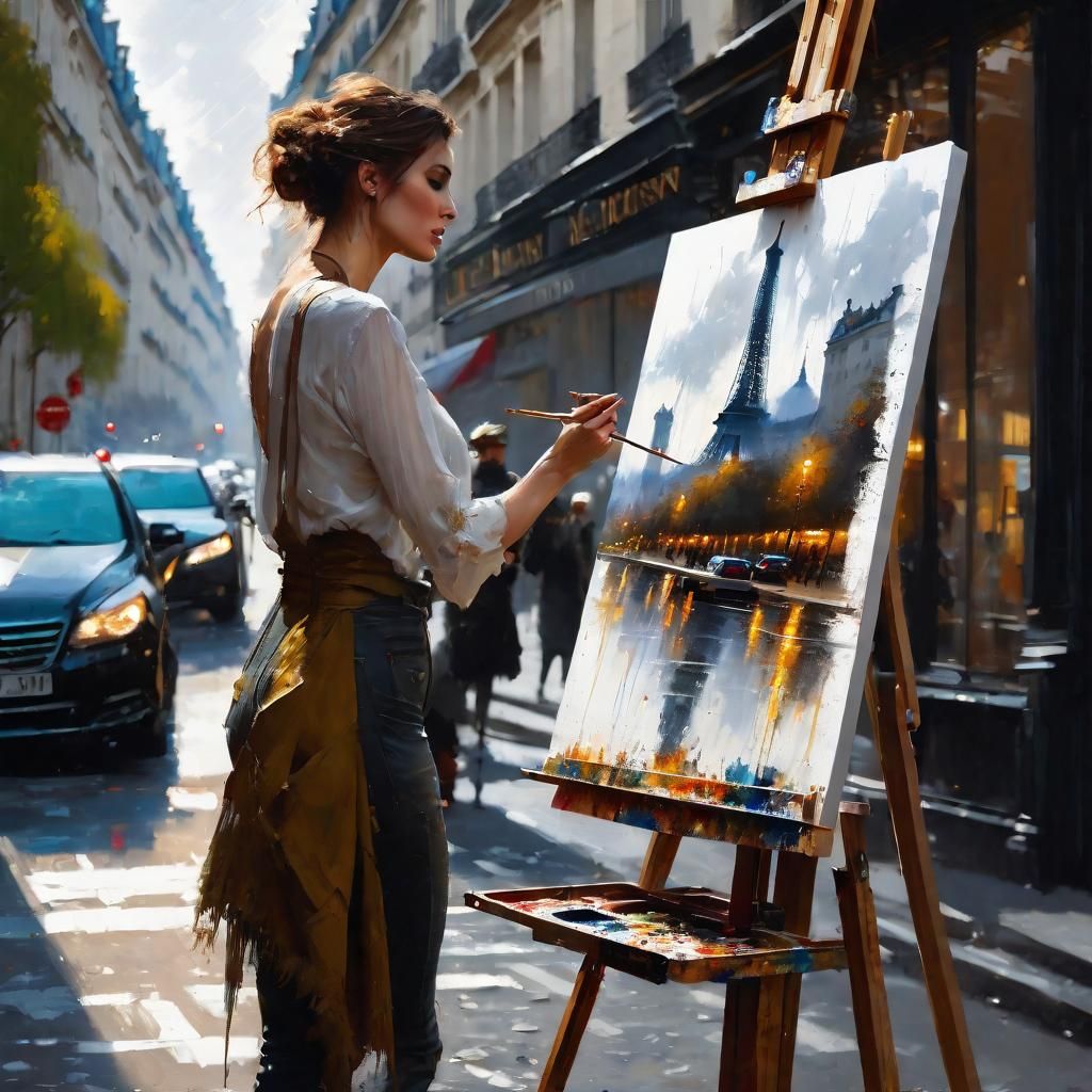Parisian Artist's Emotional Street Scene Painting