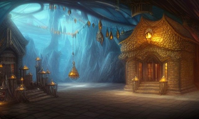 Fantasy Crystal Store in Matte Painting Style