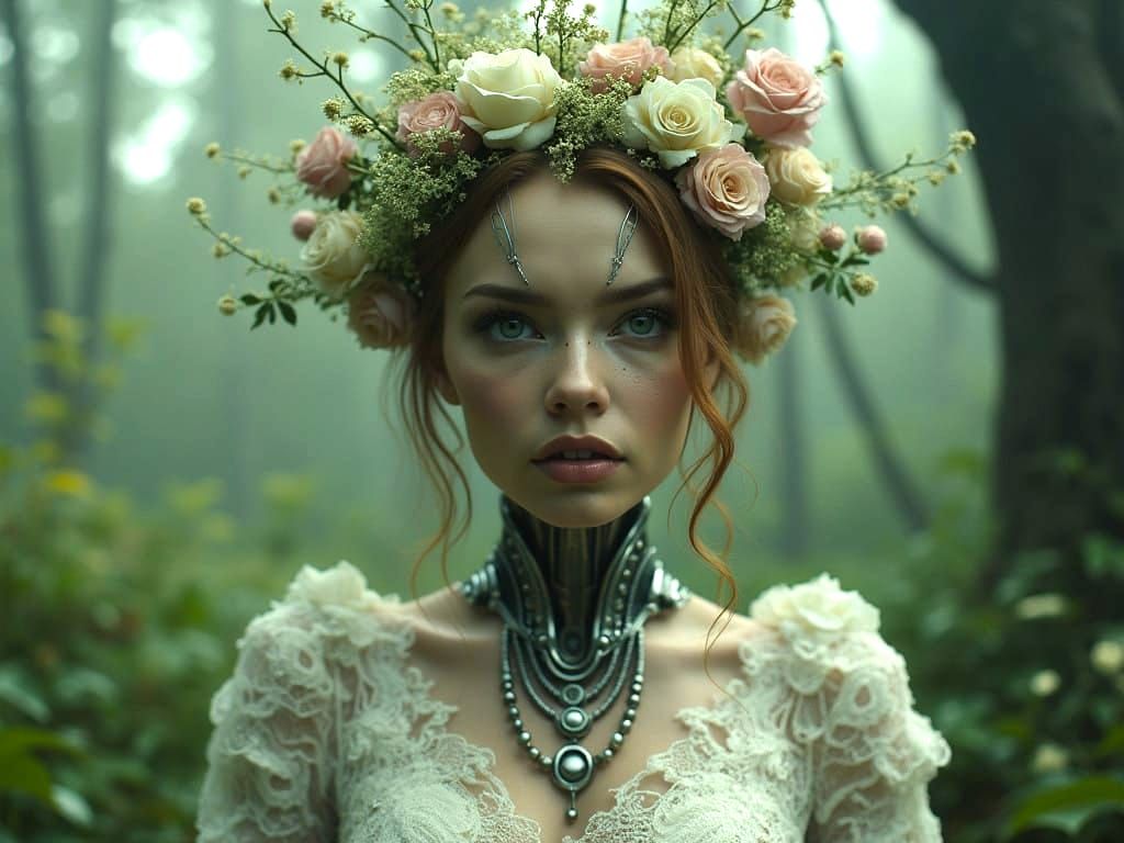 Stunning Sci-Fi Botanical Bride in Cinematic Film Style
