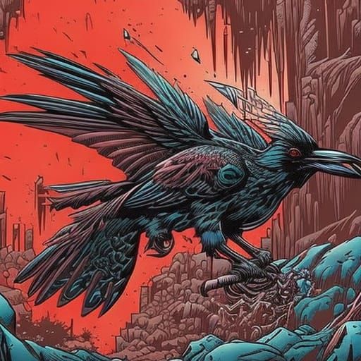 Ink Splash Raven Comic Book Art
