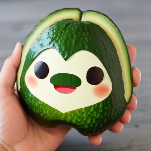 Smiling Chibi Avocado Cartoon Illustration