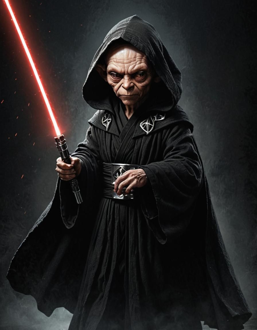 Sith Smeagol with Menorah Lightsaber in Dark Fantasy