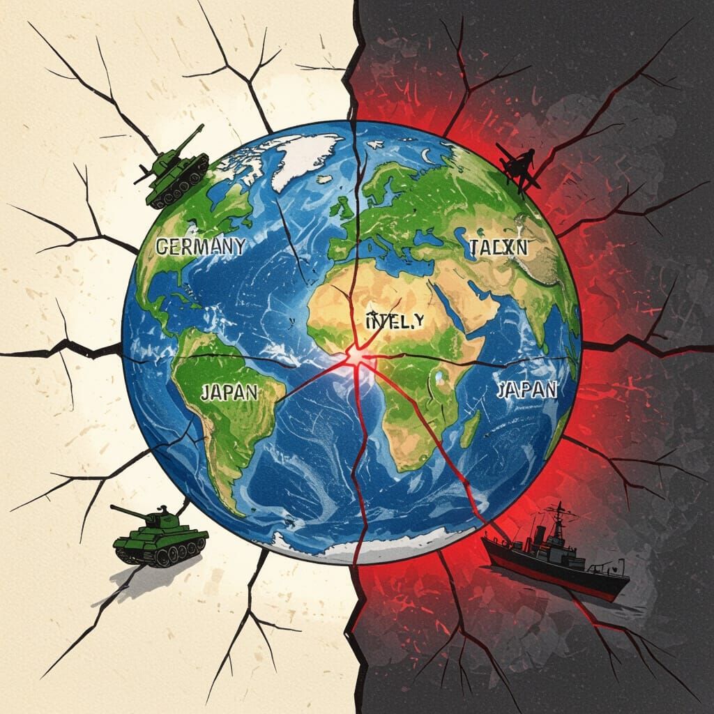 Symbolic Earth Cracks Depicting Axis Power Expansion
