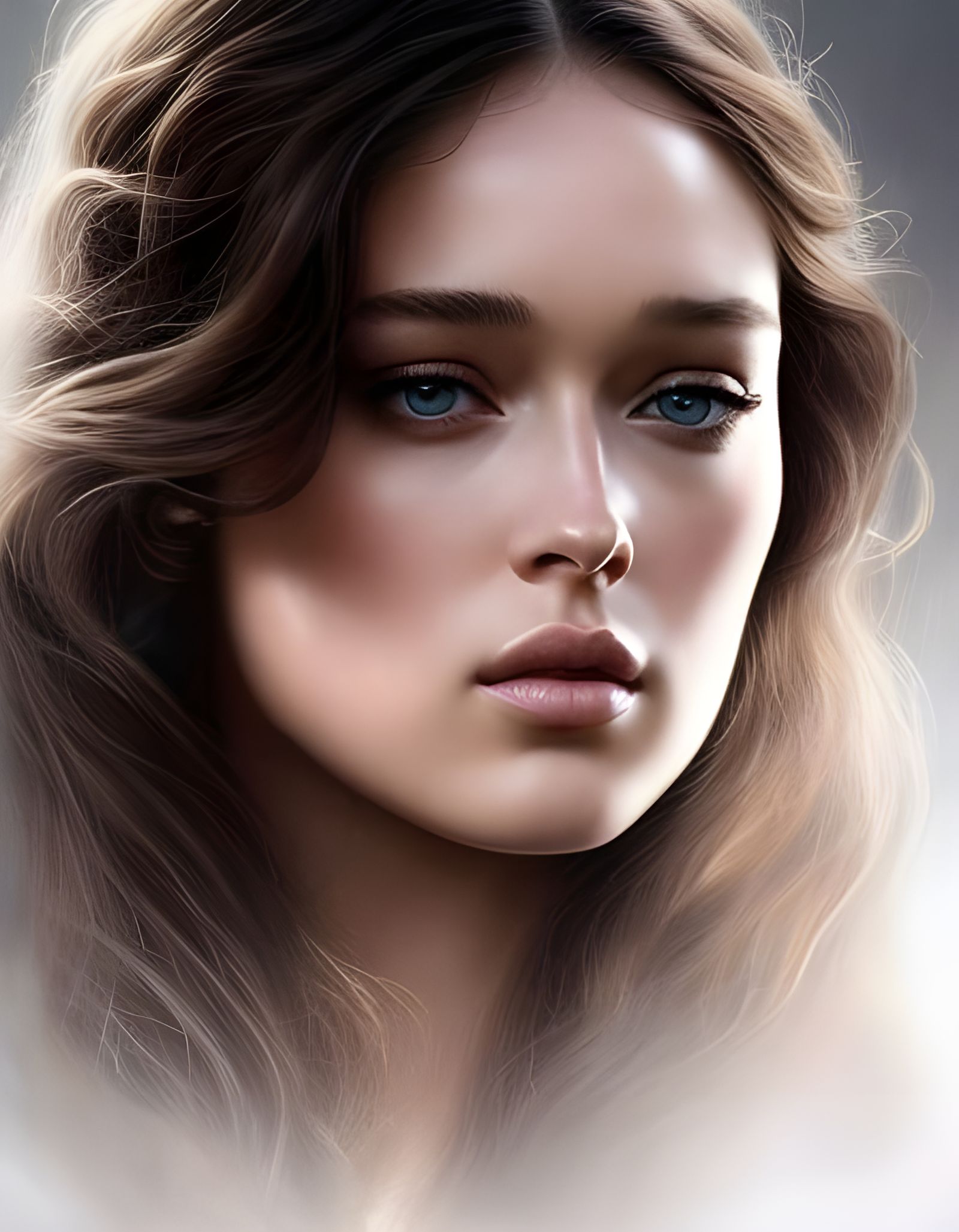 Detailed Portrait of a Playful Woman in HDR